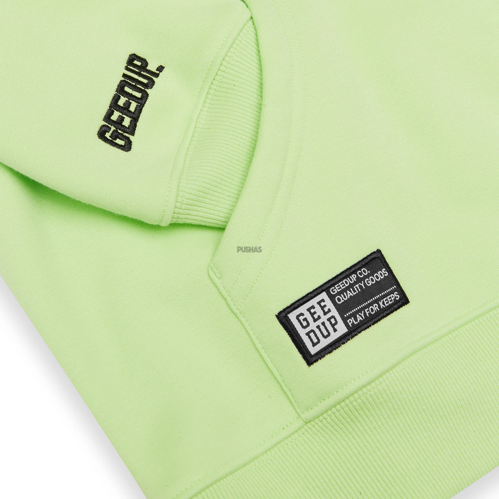 Geedup Handstyle Hoodie 'Pastel Green Black' (2022) - Image 3